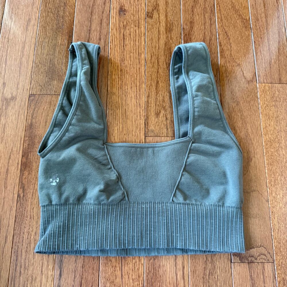 Free People Movement | Olive Green Good Karma Cropped Activewear Sports Bra XS